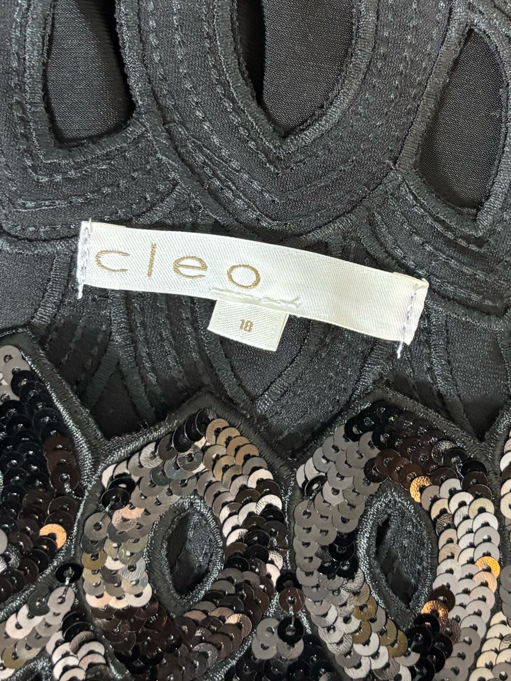cleo Black Long Sleeve Embellished Cocktail Dress - Picture 11 of 15